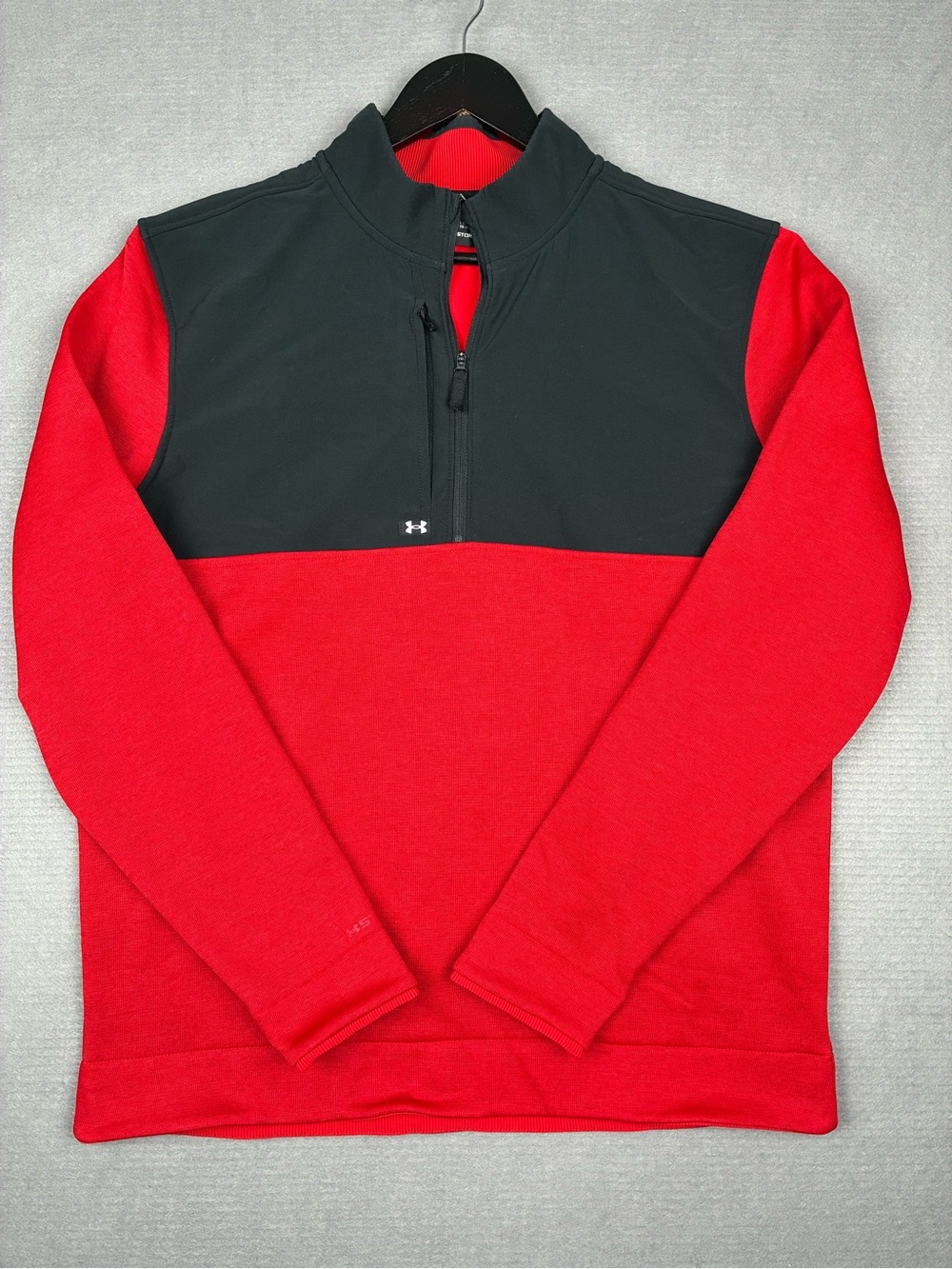 NWOT Under Armour Golf Storm Red Mens L Midweight Quarter-Zip Pullover Sweater